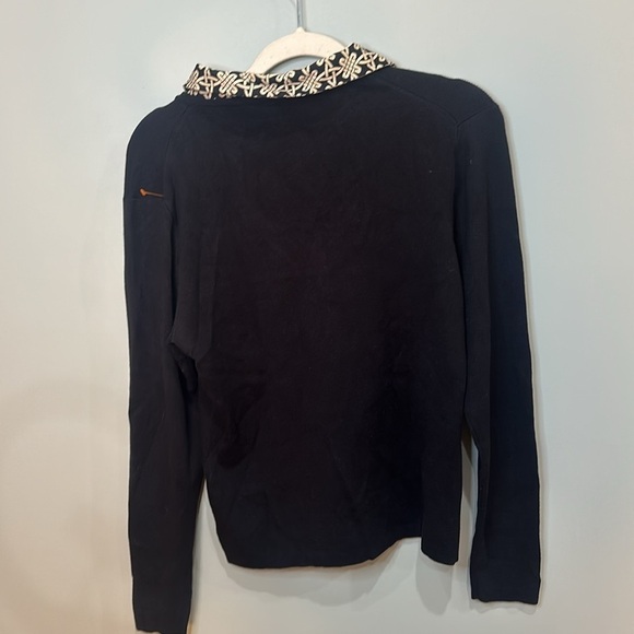 J McLaughlin Women's Black V Neck Sweater with Decorative Collar Long Sleeve - Picture 9 of 9